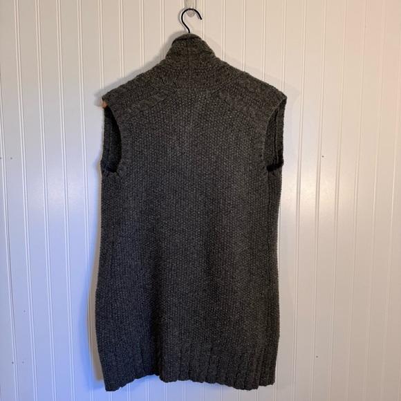 Eddie Bauer Wool Gray Knit Sleeveless Open Cardigan Sweater With Pockets Size M - Picture 8 of 12